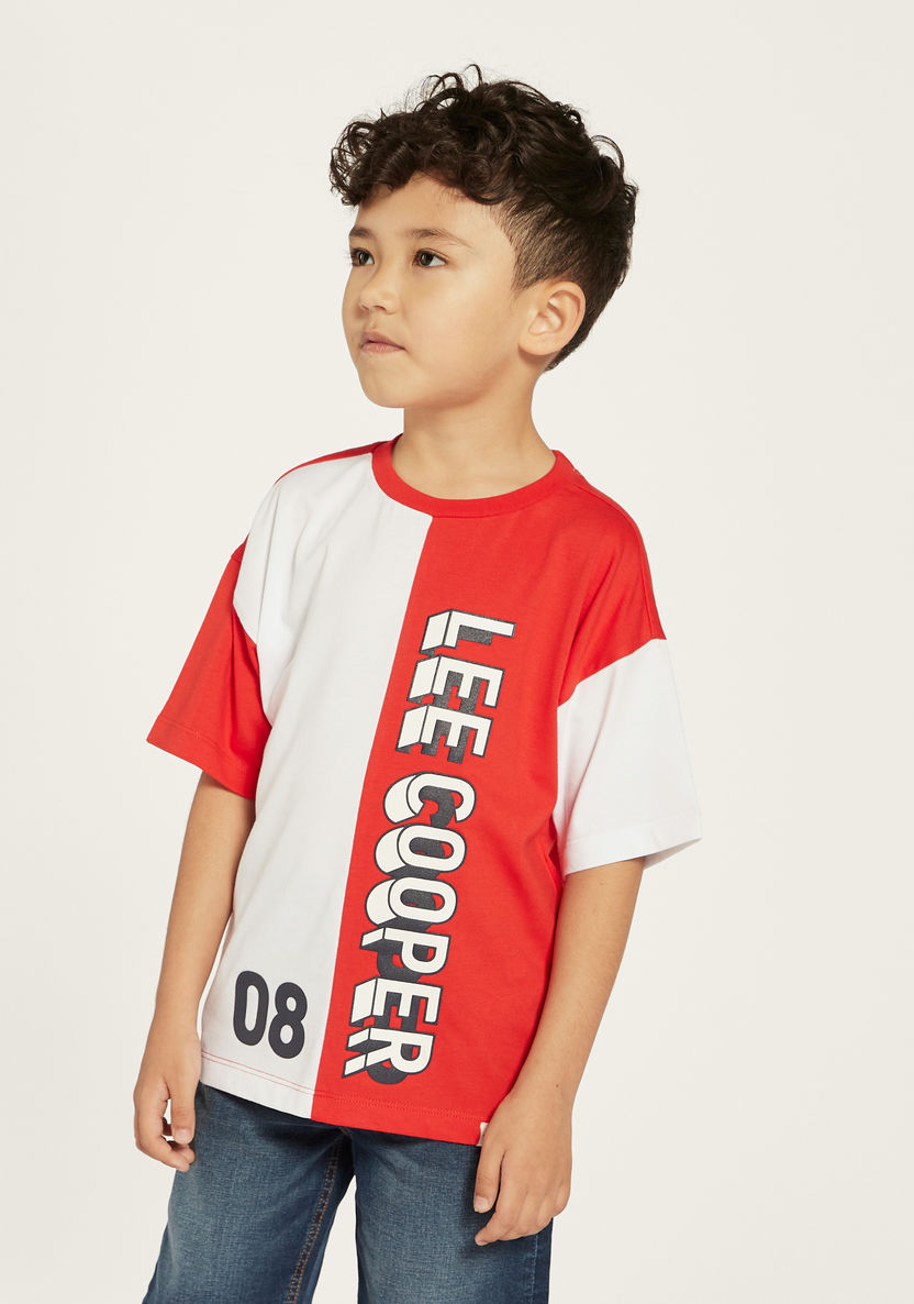 Lee Cooper Colourblock Crew Neck T-shirt with Short Sleeves-T Shirts-image-0