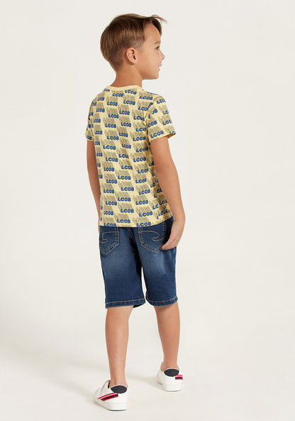 Lee Cooper All-Over Graphic Print T-shirt and Denim Shorts Set-Clothes Sets-image-5