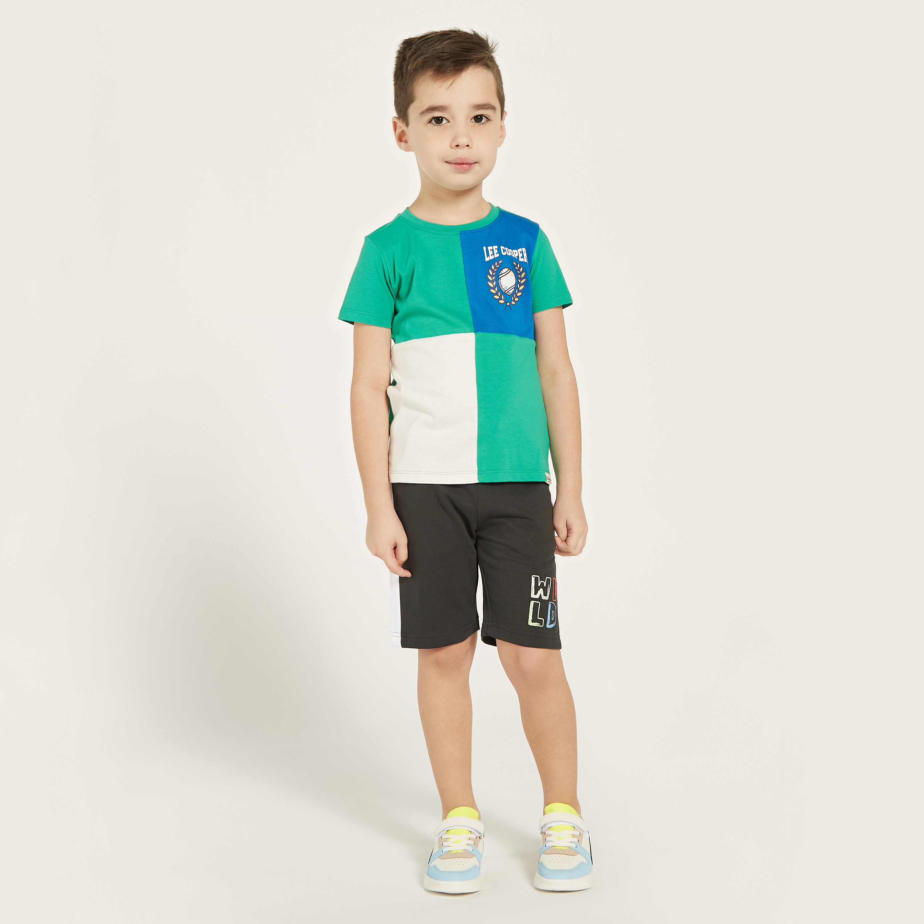Lee Cooper Colourblock T-shirt and Shorts Set-boys-clothing-setsandcoords-image-1