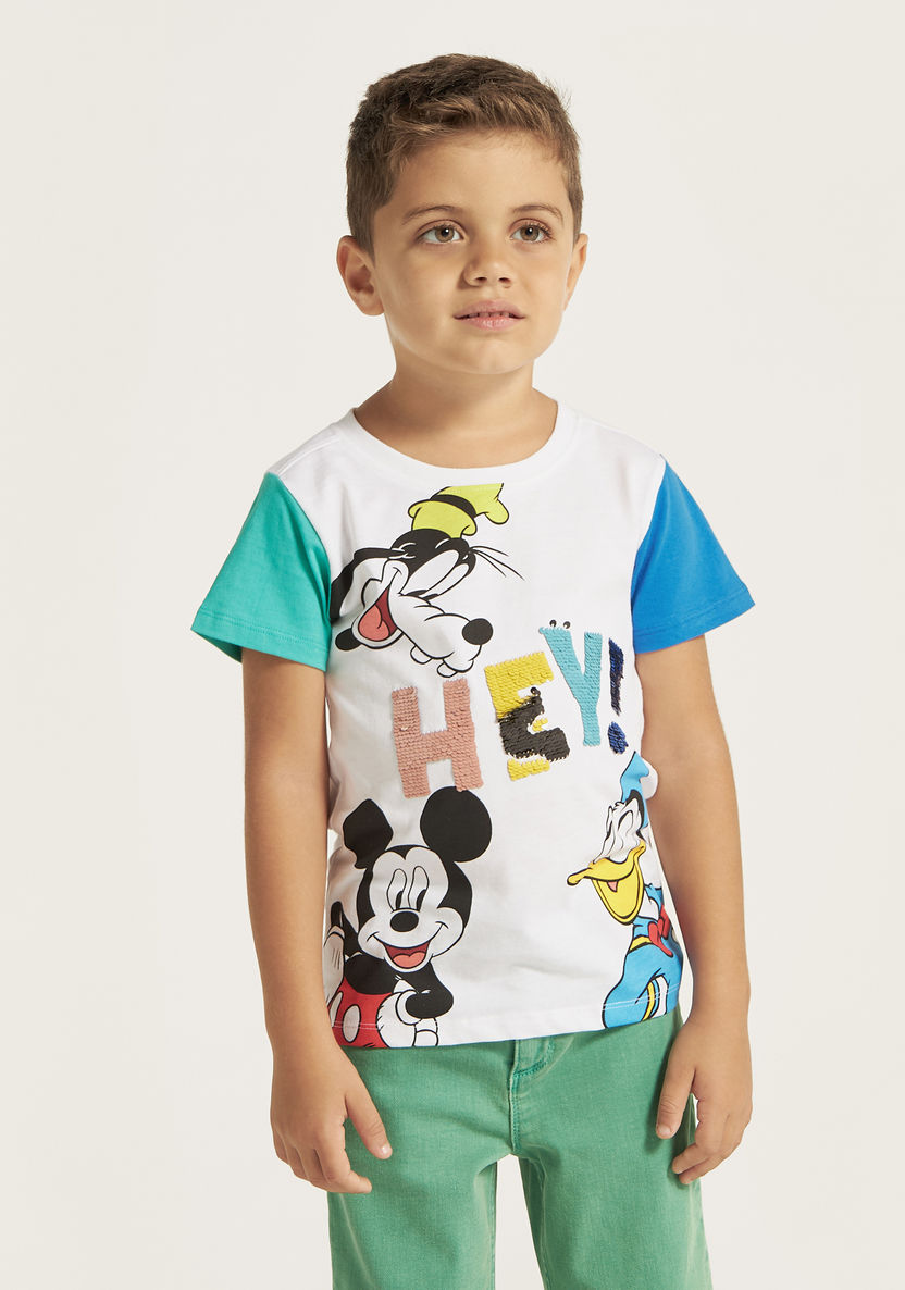 Disney Mickey and Friends Sequin Embellished T-shirt-T Shirts-image-0