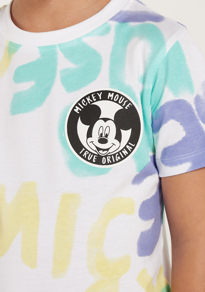Disney All-Over Typographic Print T-shirt with Crew Neck and Short Sleeves-T Shirts-image-1
