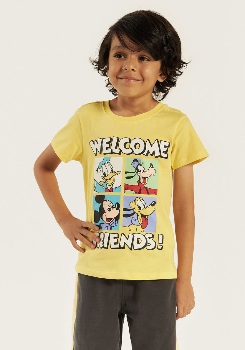 Disney Mickey Mouse and Friends Print Crew Neck T-shirt-T Shirts-image-0