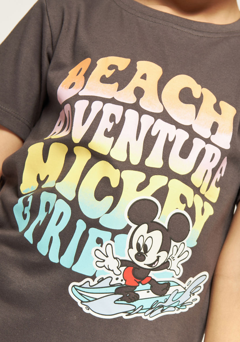 Disney Mickey Mouse Print T-shirt with Short Sleeves and Crew Neck-T Shirts-image-2