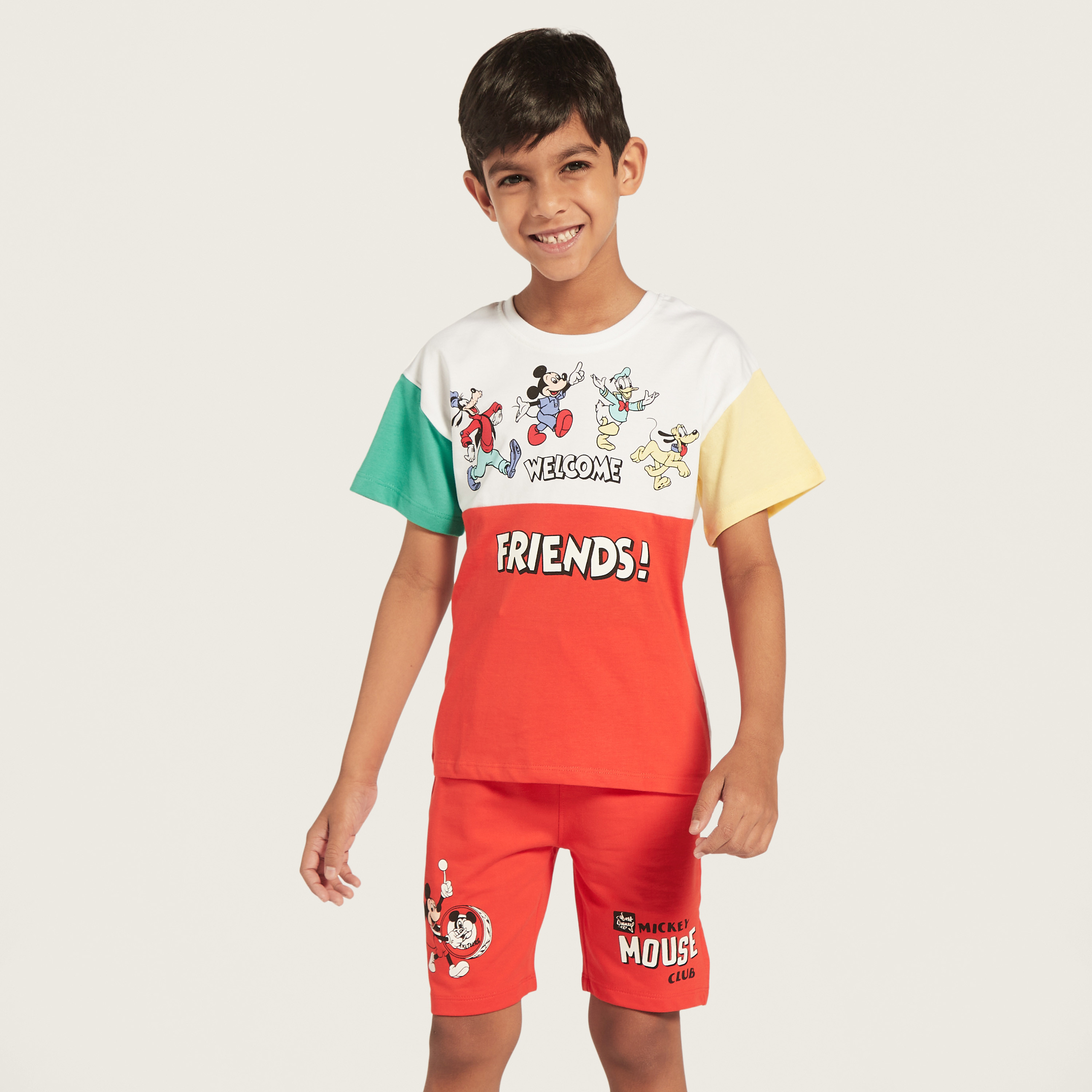 Disney Mickey Mouse Print T-shirt and Shorts Set-boys-clothing-setsandcoords-image-2