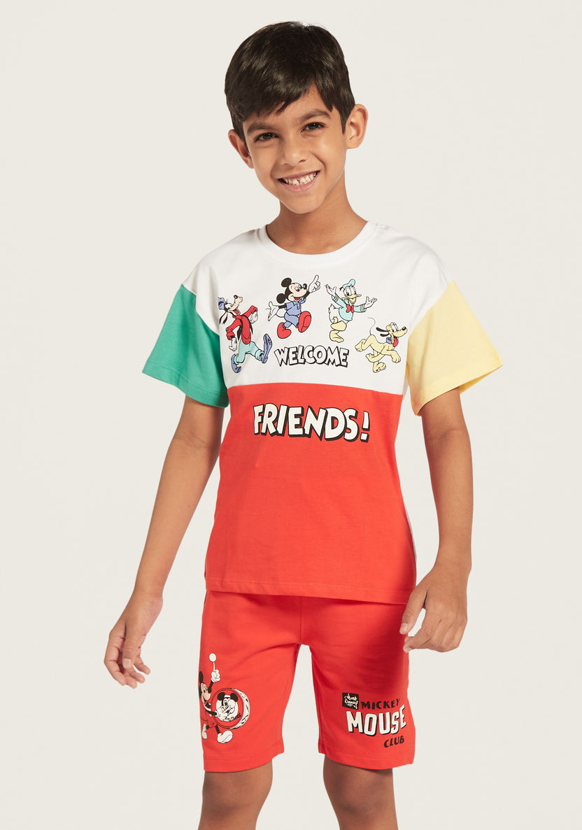 Disney Mickey Mouse Print T-shirt and Shorts Set-Clothes Sets-image-1
