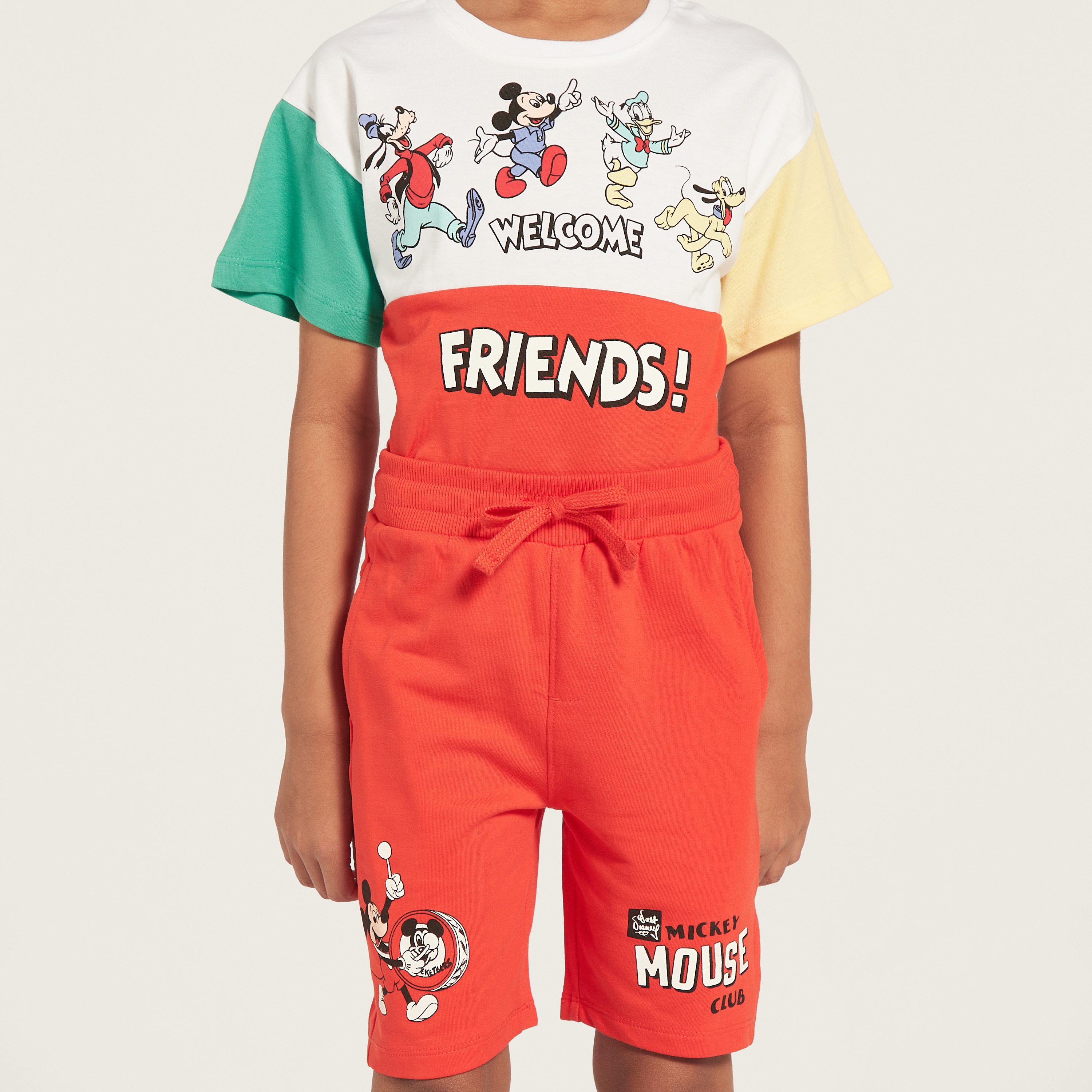 Disney Mickey Mouse Print T-shirt and Shorts Set-boys-clothing-setsandcoords-image-4