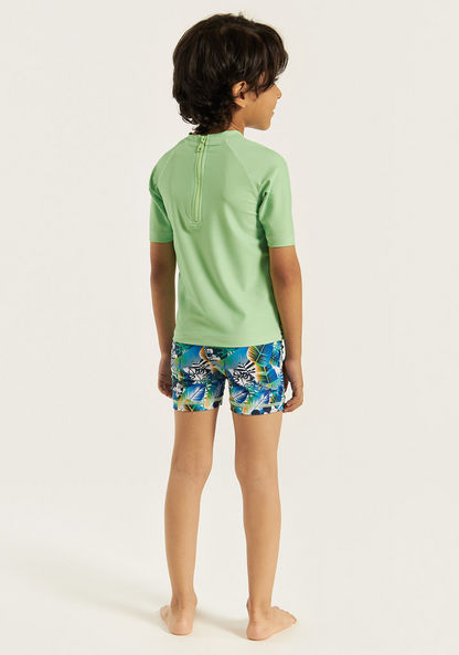 Disney Mickey Mouse Print T-shirt and Swim Shorts Set-Swimwear-image-4