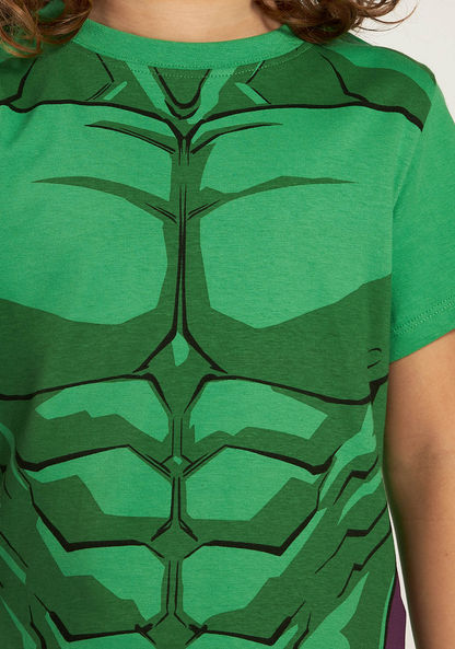 Hulk Print Crew Neck T-shirt with Short Sleeves-T Shirts-image-2