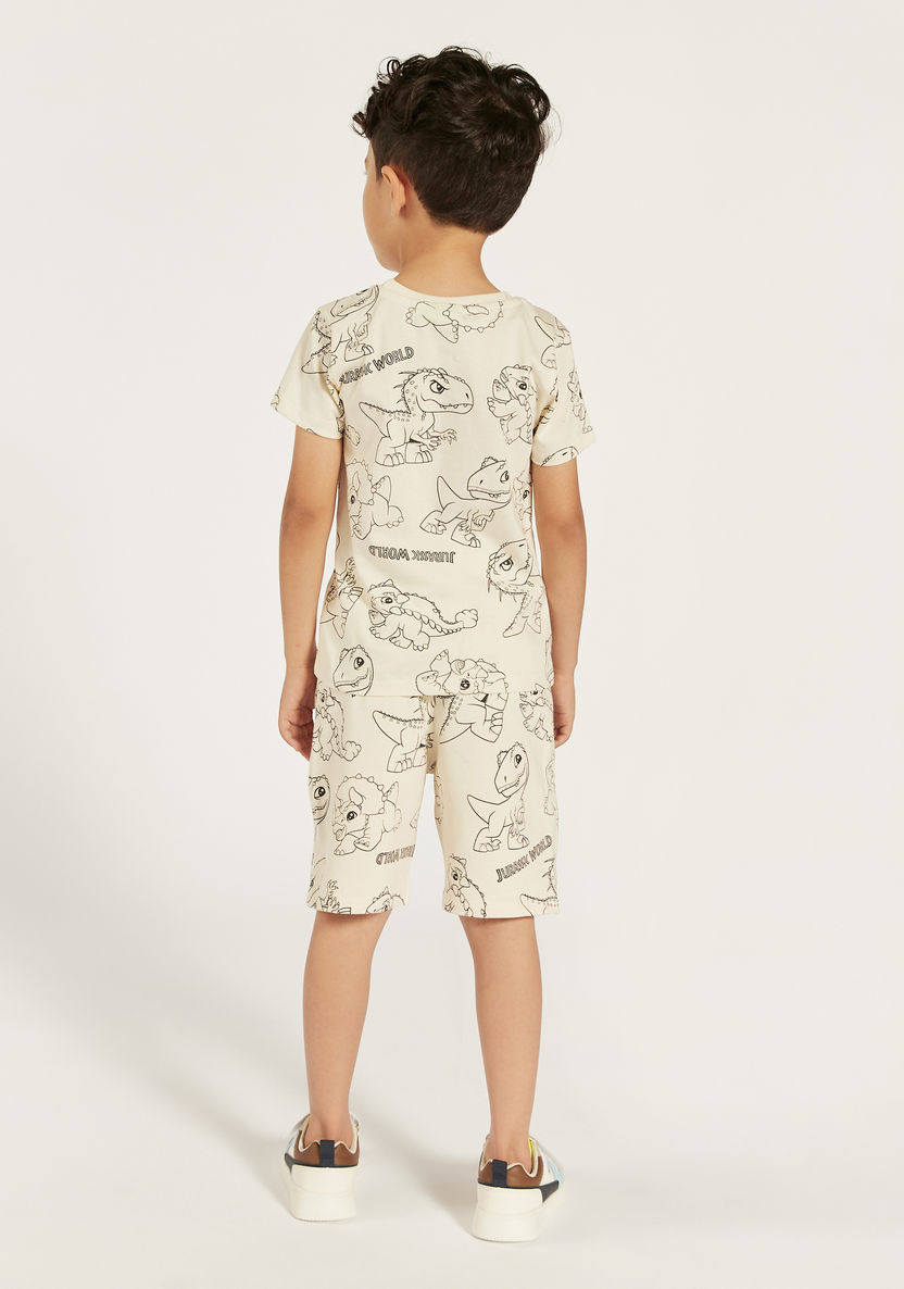 All-Over Jurassic World Print T-shirt and Elasticated Shorts Set-Clothes Sets-image-4