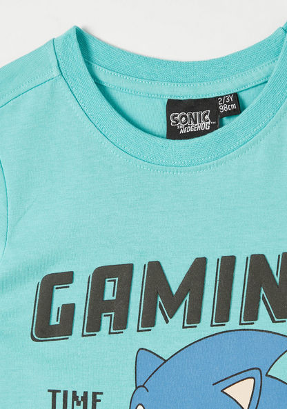 SEGA Sonic the Hedgehog Print T-shirt with Crew Neck-T Shirts-image-1