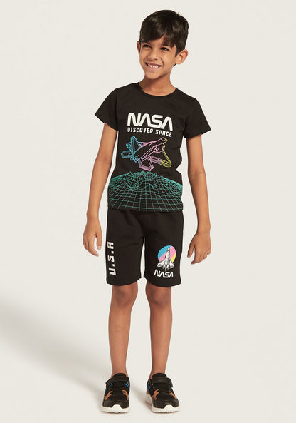NASA Graphic Print T-shirt with Short Sleeves-T Shirts-image-1