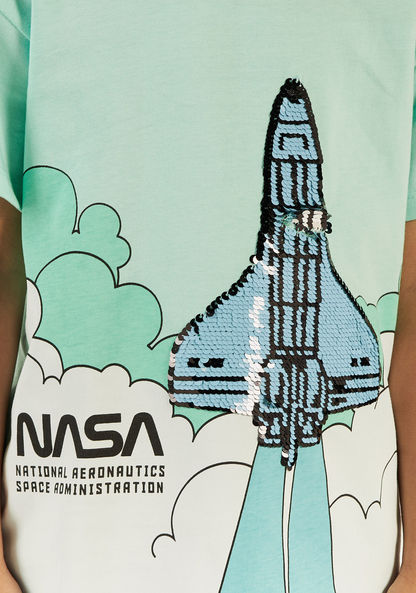 NASA Embellished Round Neck T-shirt-T Shirts-image-2