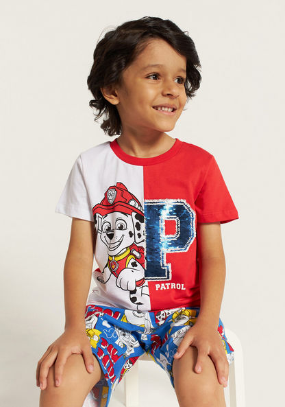 PAW Patrol Sequin Embellished Crew Neck T-shirt with Short Sleeves-T Shirts-image-0