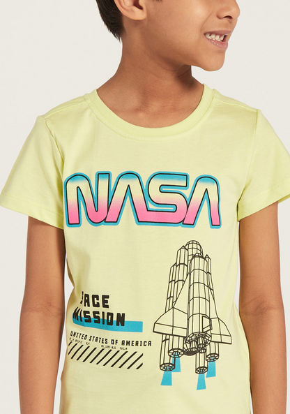 NASA Graphic Print T-shirt with Short Sleeves-T Shirts-image-2