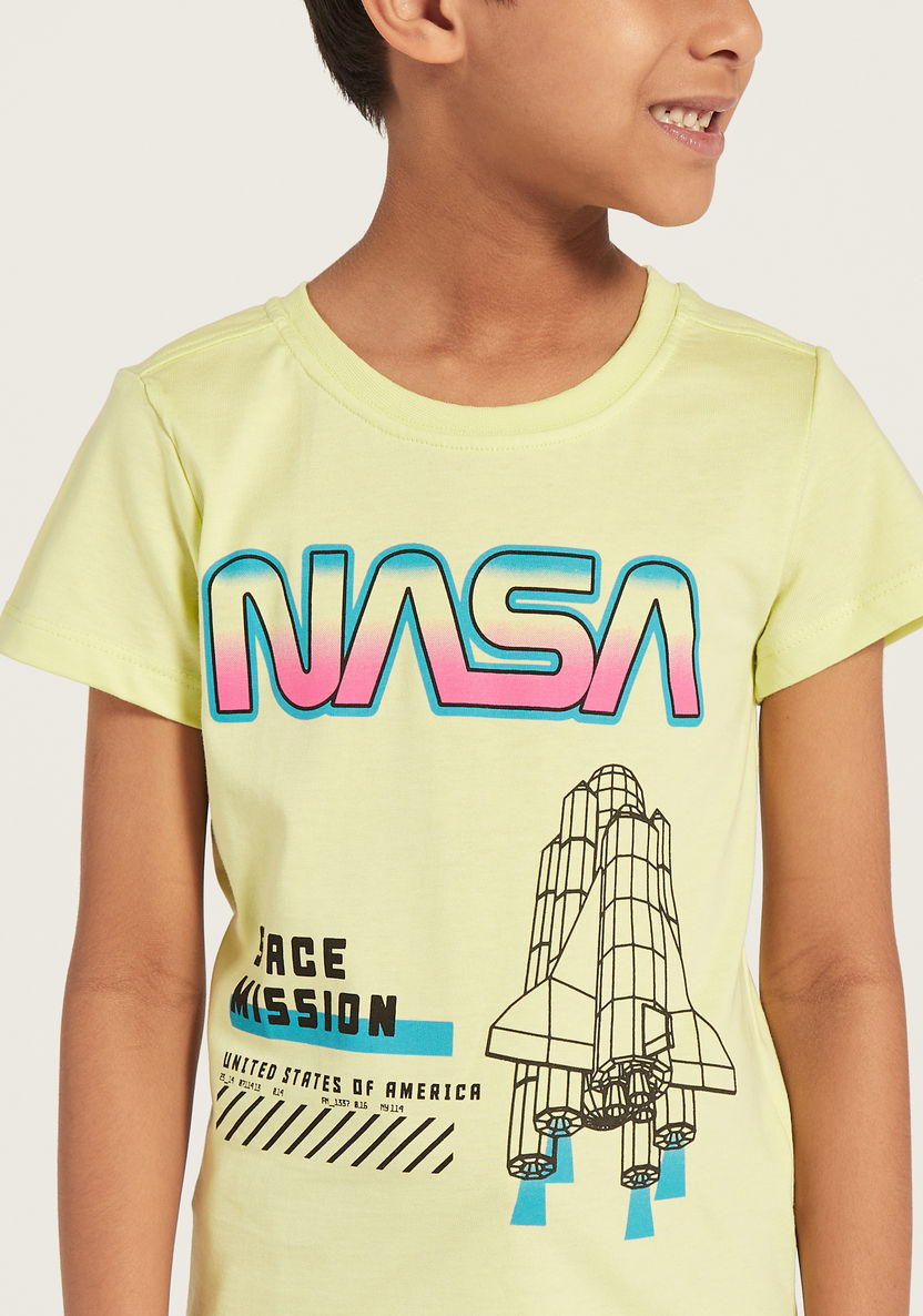NASA Graphic Print T-shirt with Short Sleeves-T Shirts-image-2