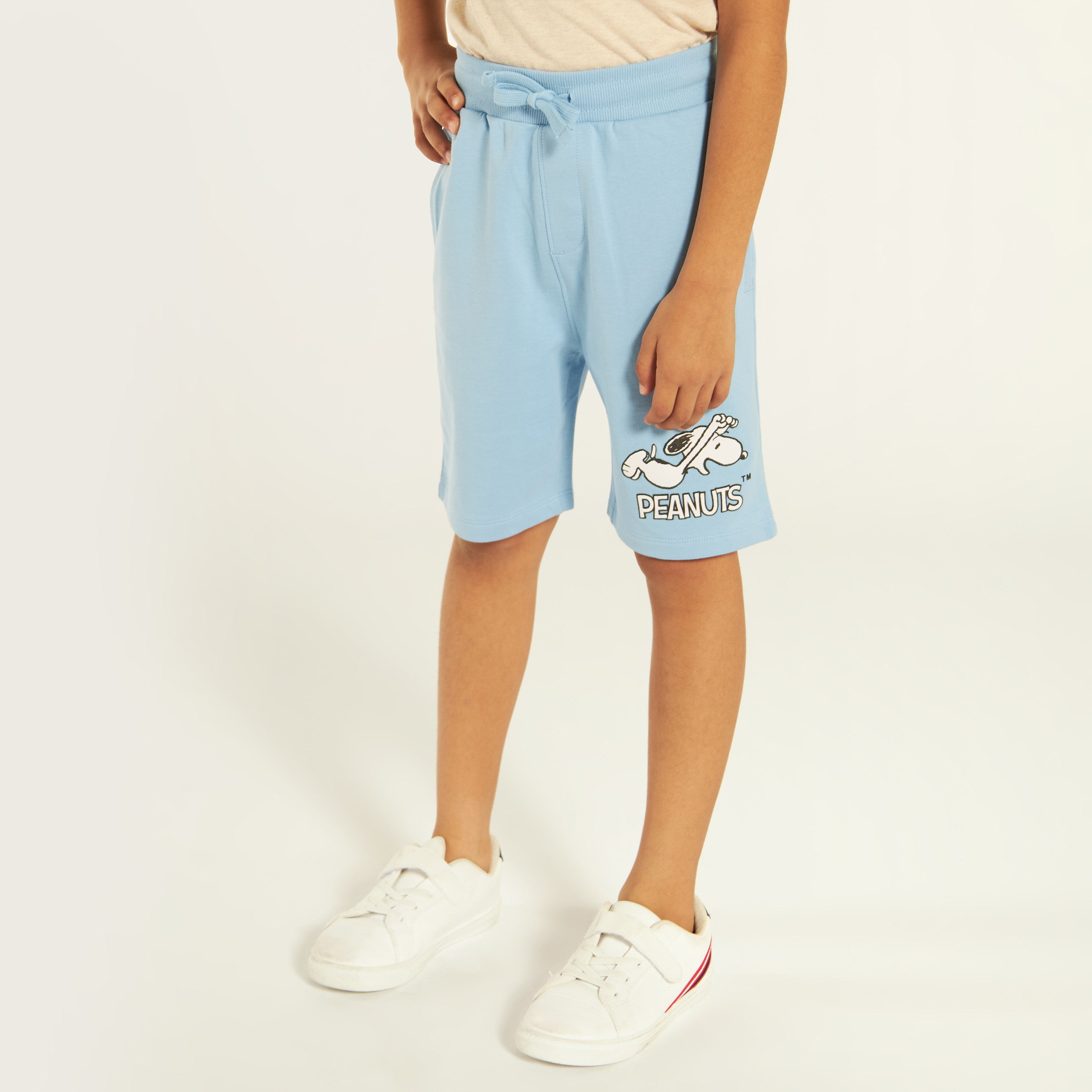 Snoopy Dog Print Shorts with Drawstring Closure-baby-boys-clothing-bottoms-shorts-image-2