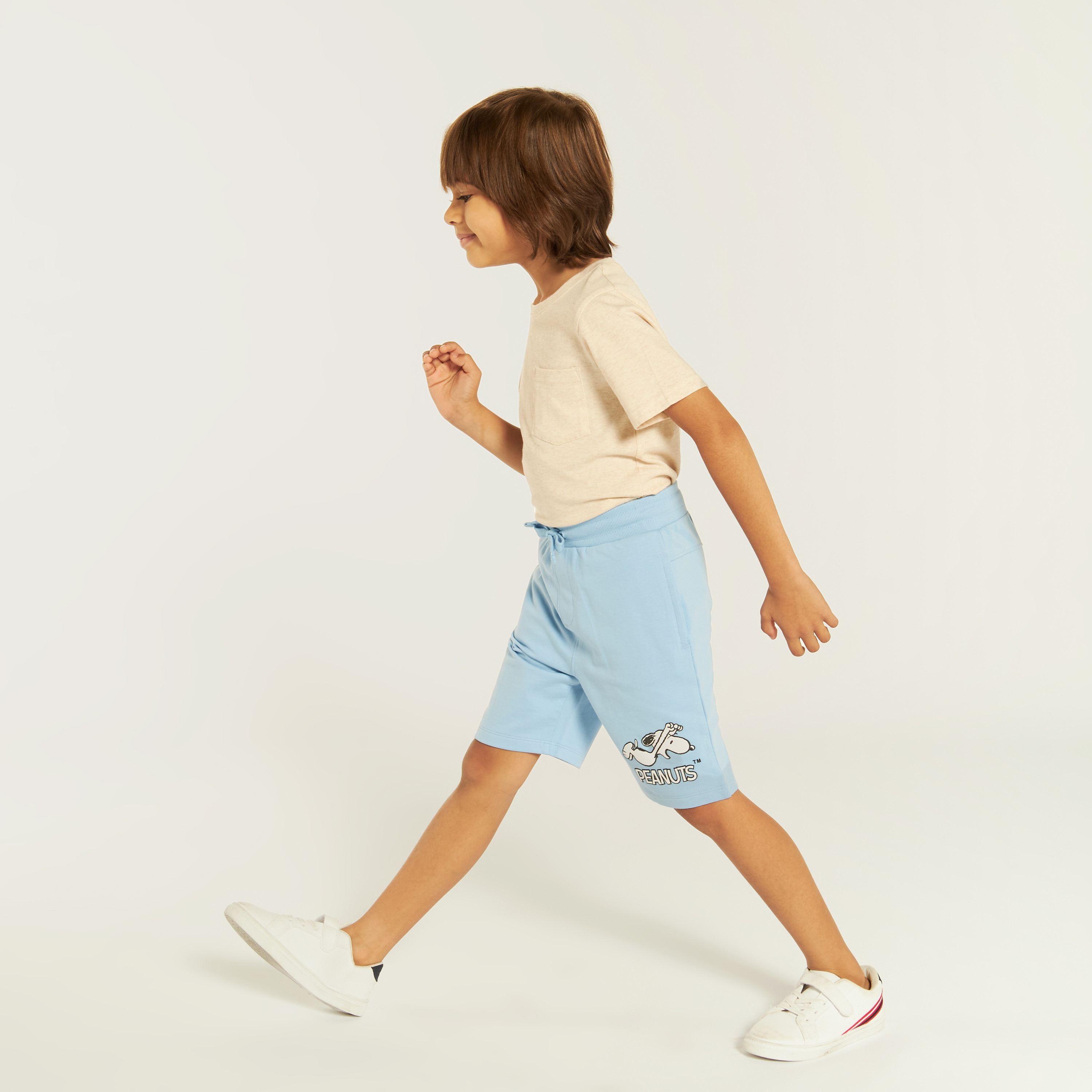 Snoopy Dog Print Shorts with Drawstring Closure-baby-boys-clothing-bottoms-shorts-image-3