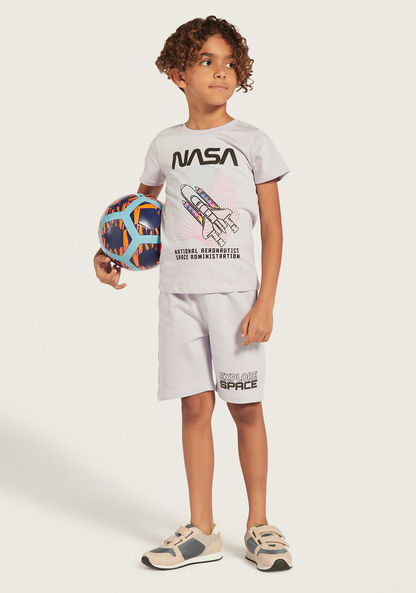 NASA Printed Crew Neck T-shirt and Shorts Set-Clothes Sets-image-0
