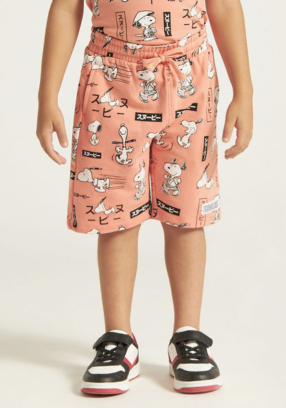 All-Over Snoopy Print T-shirt and Shorts Set-Clothes Sets-image-2