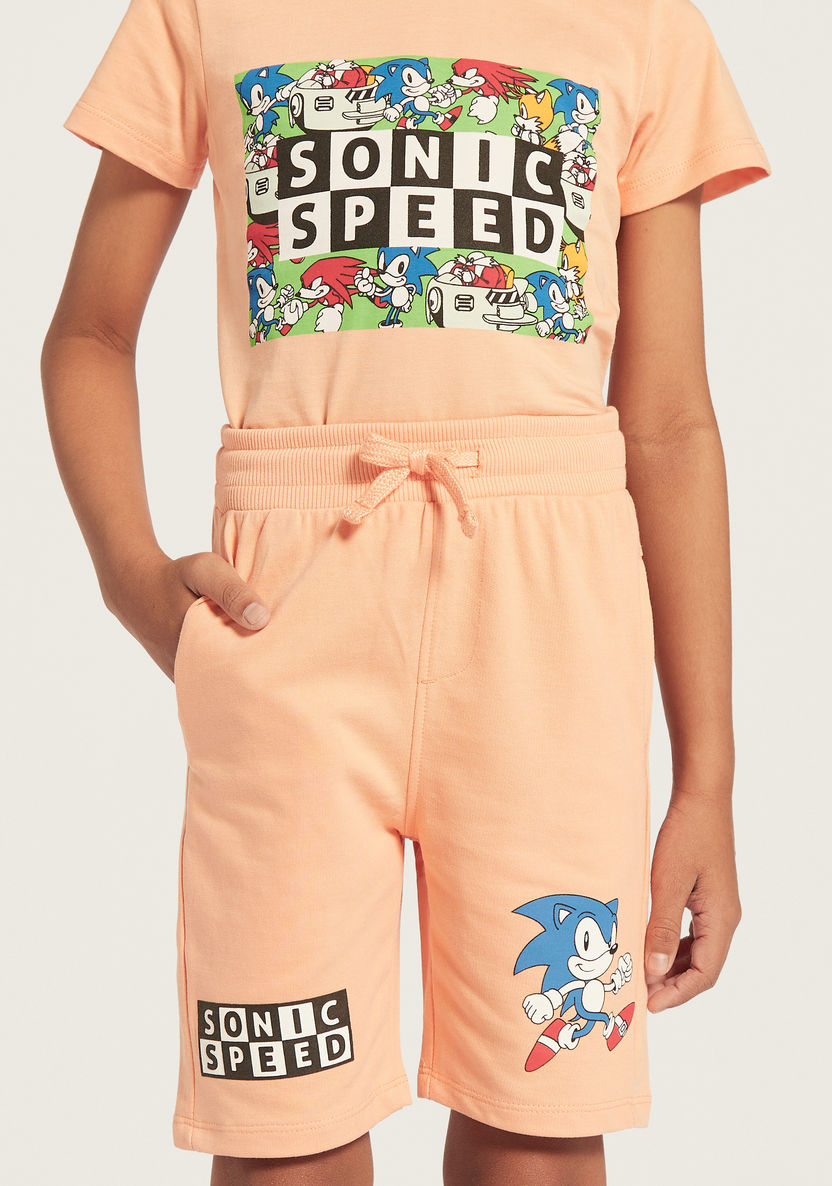 SEGA Sonic The Hedgehog Print T-shirt and Shorts Set-Clothes Sets-image-3