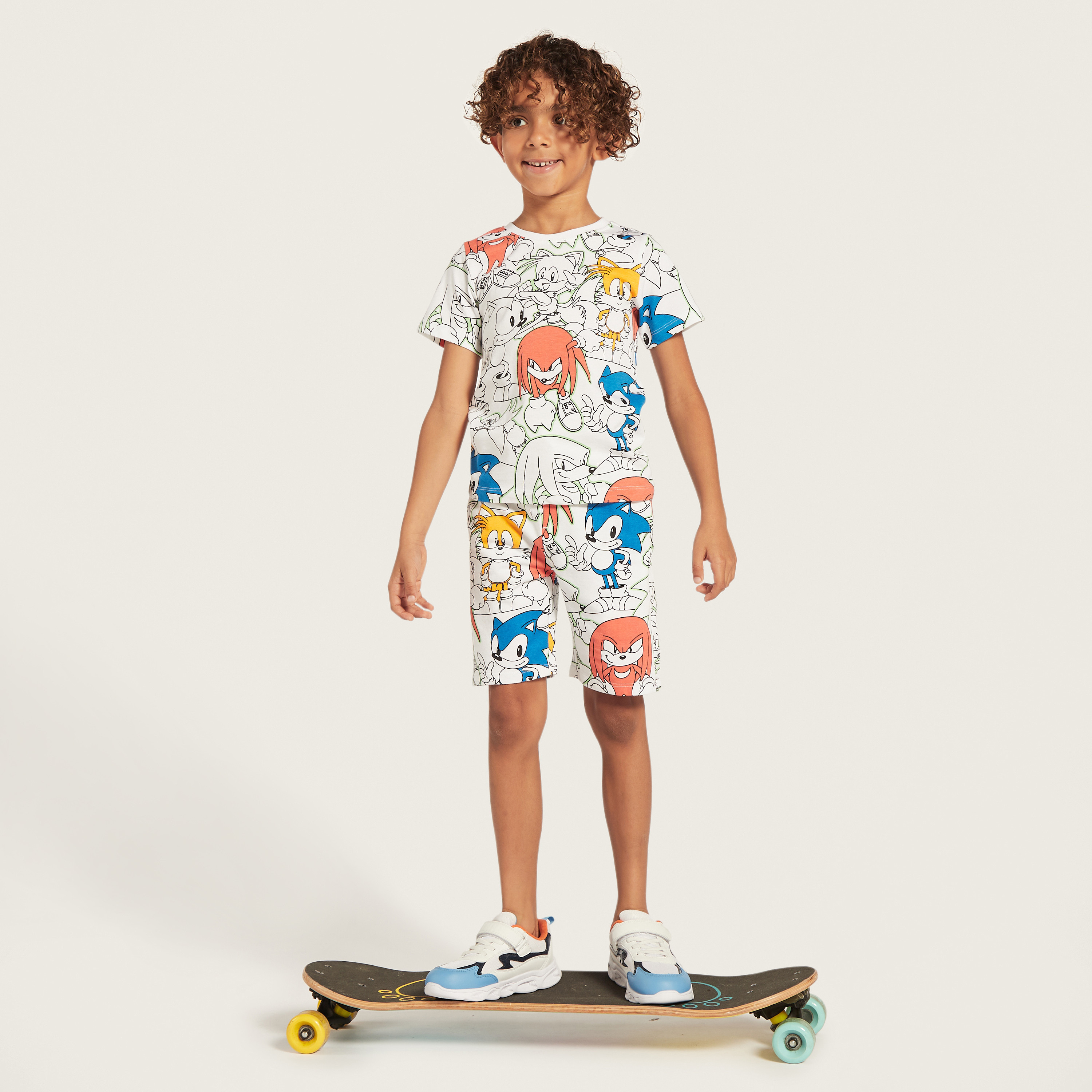 SEGA Sonic the Hedgehog Print T-shirt and Shorts Set-boys-clothing-setsandcoords-image-1