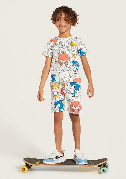 SEGA Sonic the Hedgehog Print T-shirt and Shorts Set-Clothes Sets-image-0