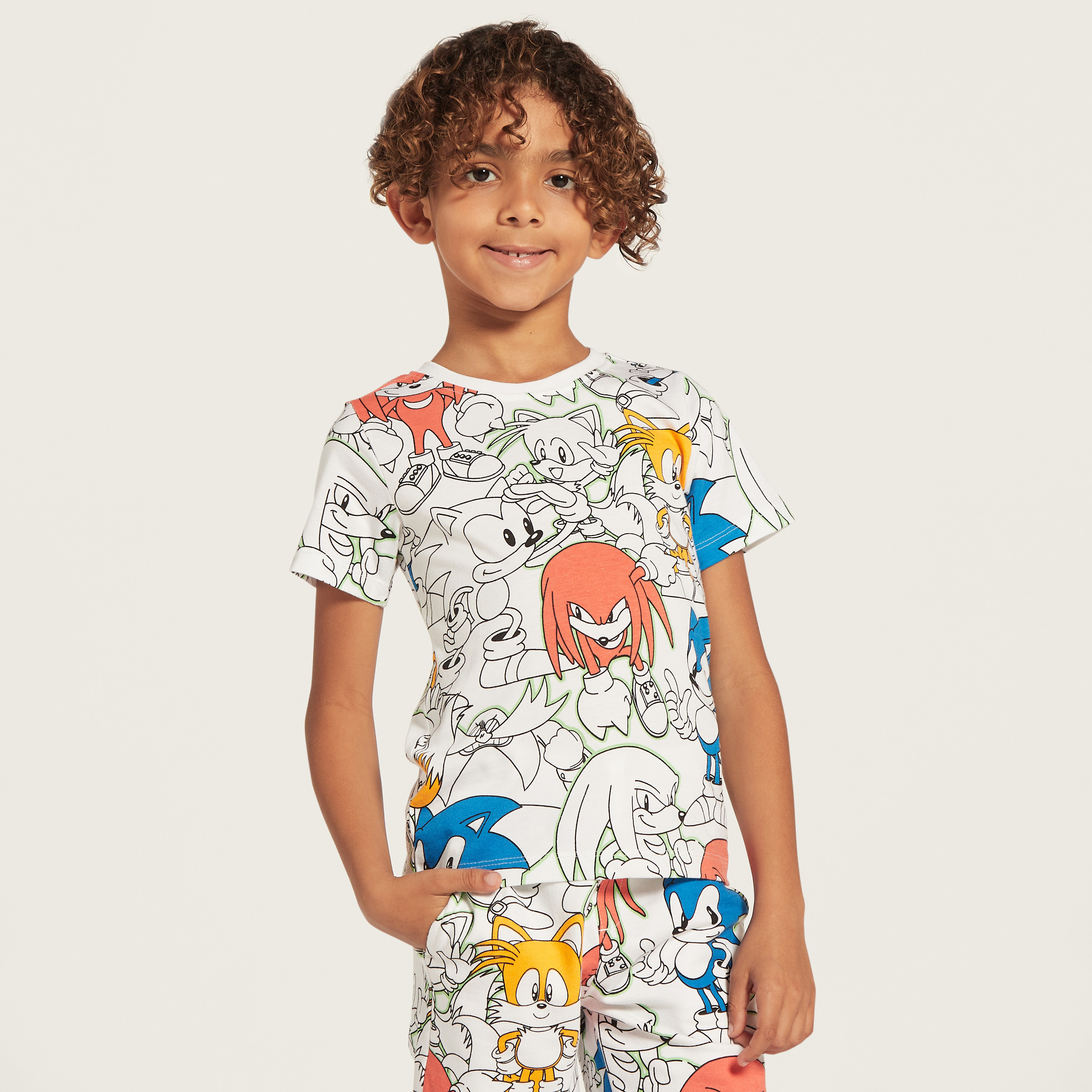 SEGA Sonic the Hedgehog Print T-shirt and Shorts Set-boys-clothing-setsandcoords-image-2