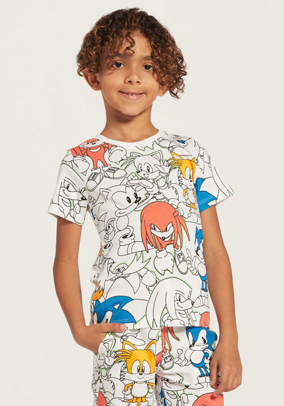 SEGA Sonic the Hedgehog Print T-shirt and Shorts Set-Clothes Sets-image-1