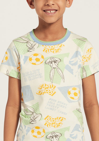 All-Over Looney Tunes Print T-shirt with Short Sleeves and Crew Neck-T Shirts-image-2