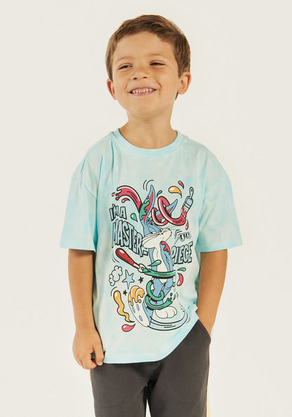 Bugs Bunny Print T-shirt with Short Sleeves and Crew Neck-T Shirts-image-0