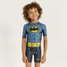 Batman Print Swimsuit with Round Neck and Short Sleeves-Swimwear-thumbnailMobile-1
