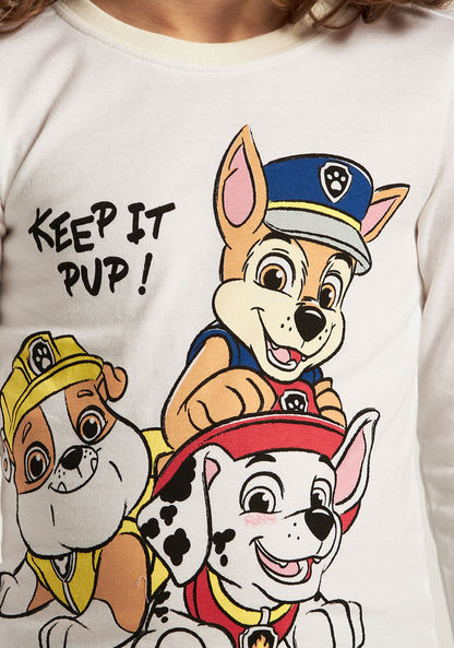 Paw Patrol Print Crew Neck T-shirt with Long Sleeves-T Shirts-image-2