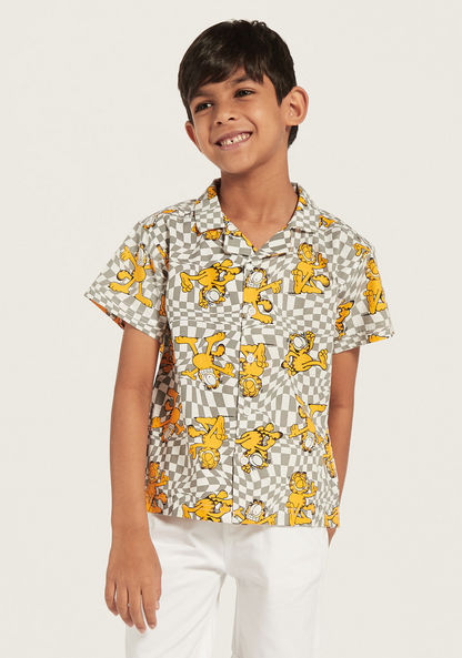 All-Over Garfield Print Shirt with Short Sleeves-Shirts-image-0