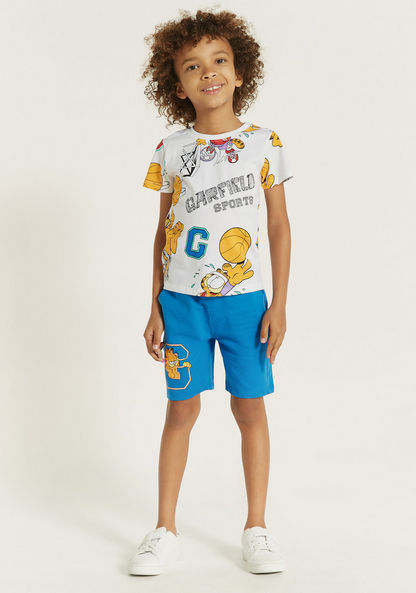 Garfield Print T-shirt and Shorts Set-Clothes Sets-image-0