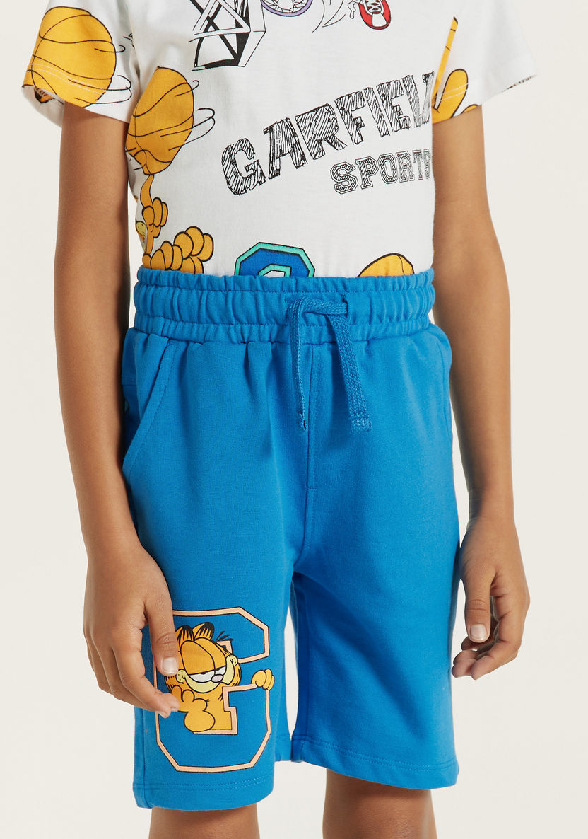 Garfield Print T-shirt and Shorts Set-Clothes Sets-image-3