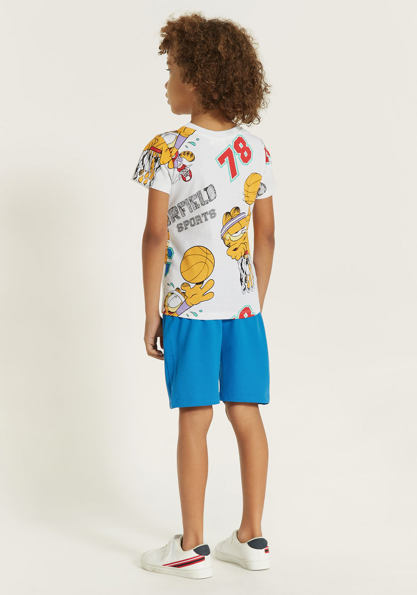 Garfield Print T-shirt and Shorts Set-Clothes Sets-image-4