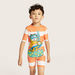 Garfield Print Swimsuit with Short Sleeves-Swimwear-thumbnail-1