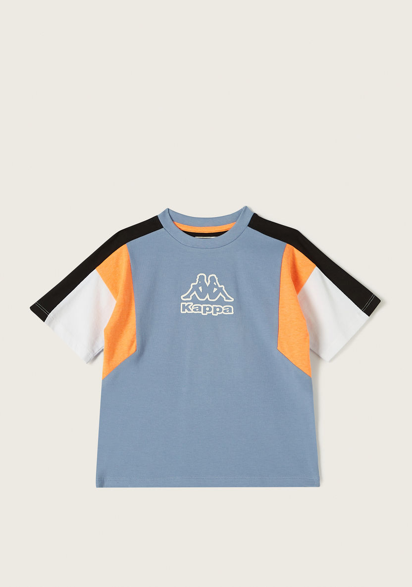 Kappa Logo Print Cut and Sew T-shirt with Short Sleeves-Tops-image-0
