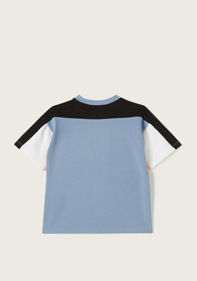 Kappa Logo Print Cut and Sew T-shirt with Short Sleeves-Tops-image-3