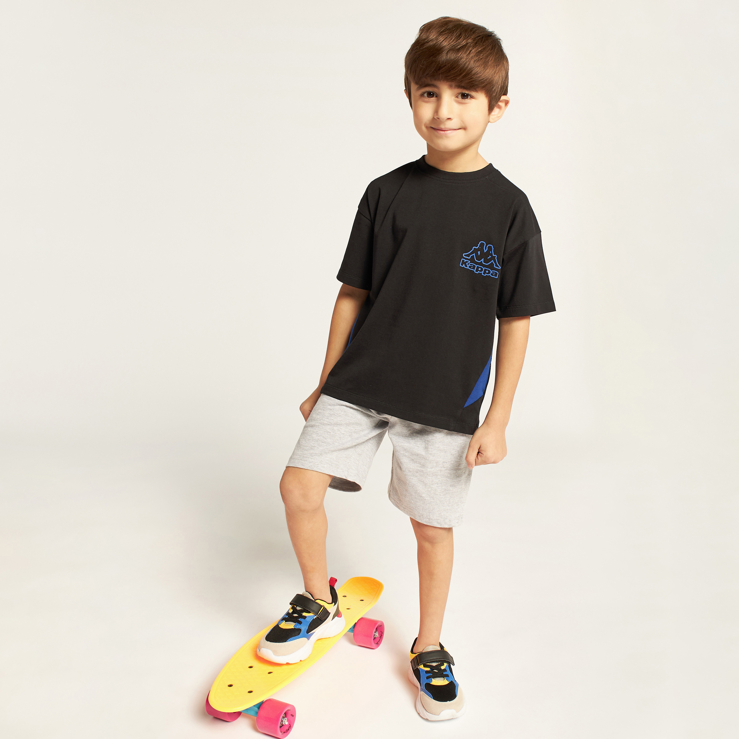 Kappa Graphic Print T-shirt with Short Sleeves and Round Neck-sports-boys-clothing-tops-image-2