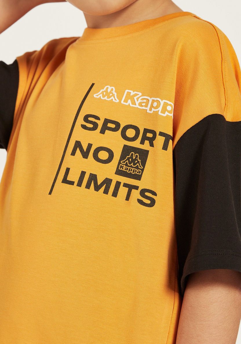Kappa Logo Print Round Neck T-shirt with Short Sleeves-Tops-image-2