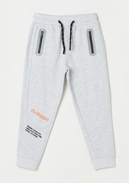 Kappa Typographic Print Joggers with Drawstring Closure and Pockets-Bottoms-image-0