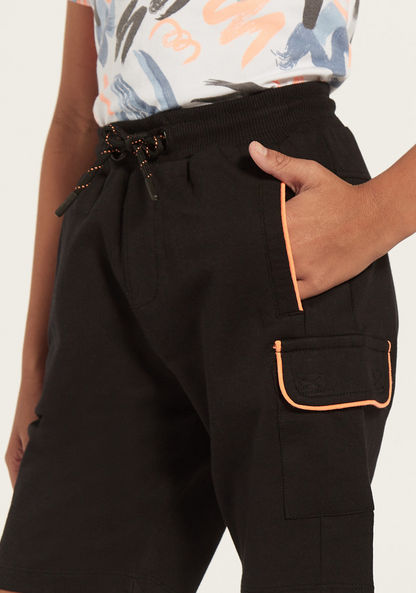 Kappa Logo Print Shorts with Drawstring Closure and Pockets-Shorts-image-2