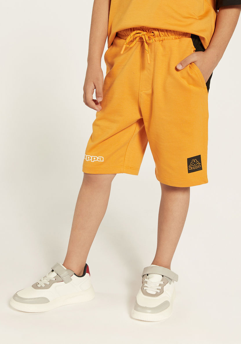 Kappa Logo Print Elasticated Shorts with Drawstring Closure and Pockets-Shorts-image-1