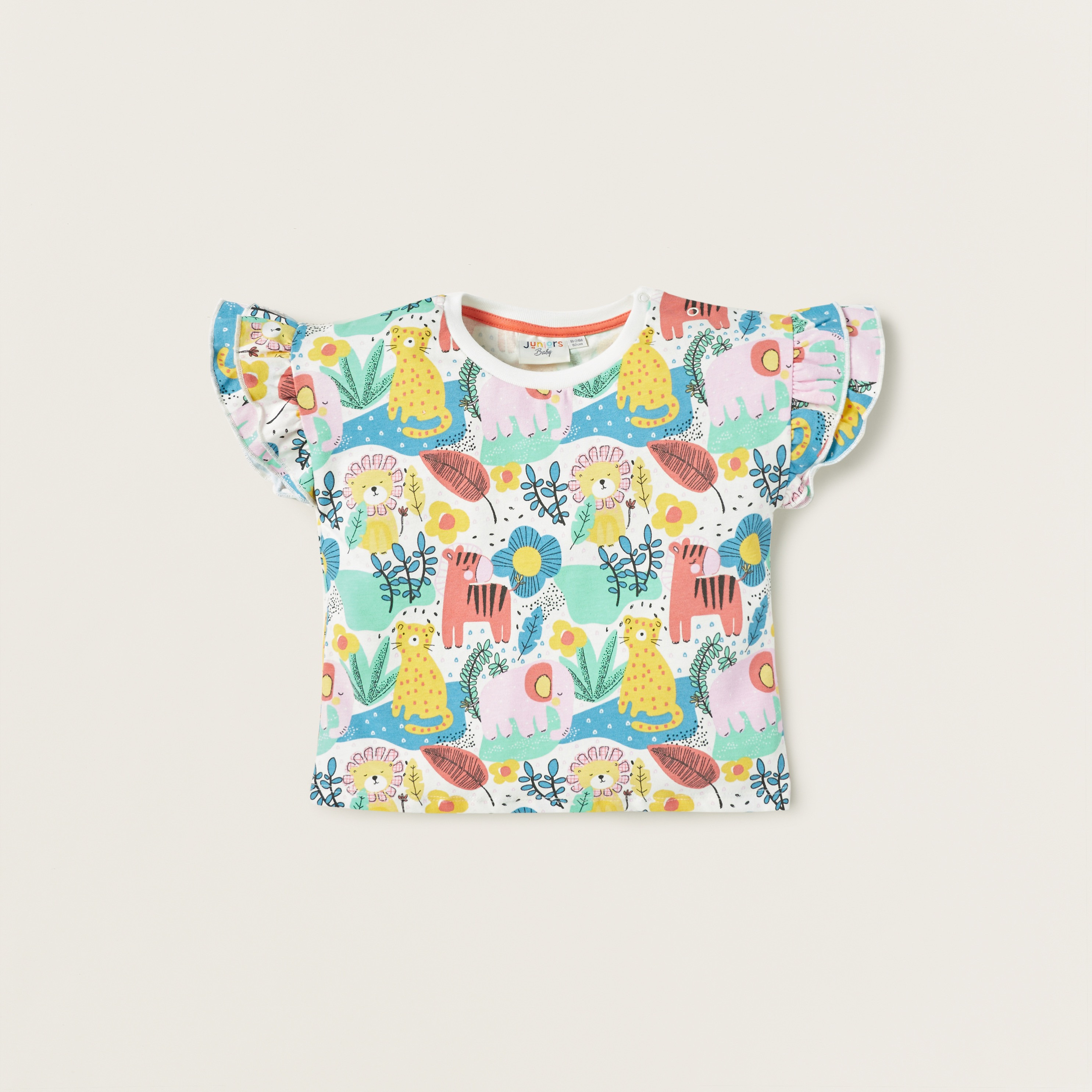 Juniors Printed Round Neck T-shirt - Set of 2-baby-girls-clothing-tshirts-image-2
