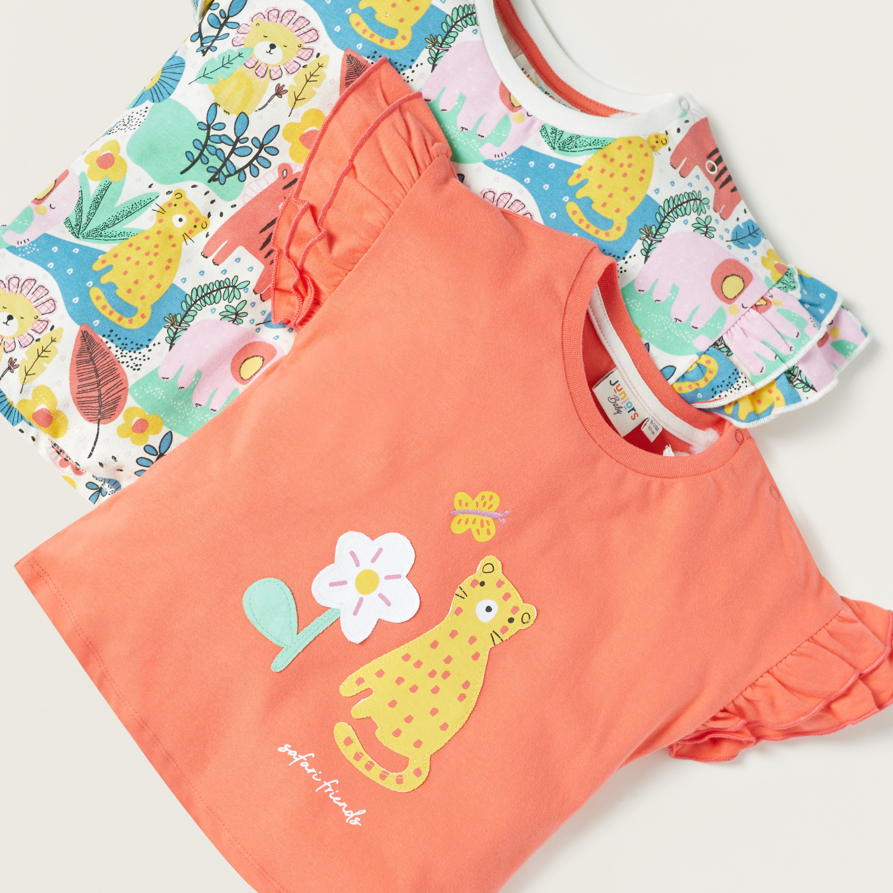 Juniors Printed Round Neck T-shirt - Set of 2-baby-girls-clothing-tshirts-image-4
