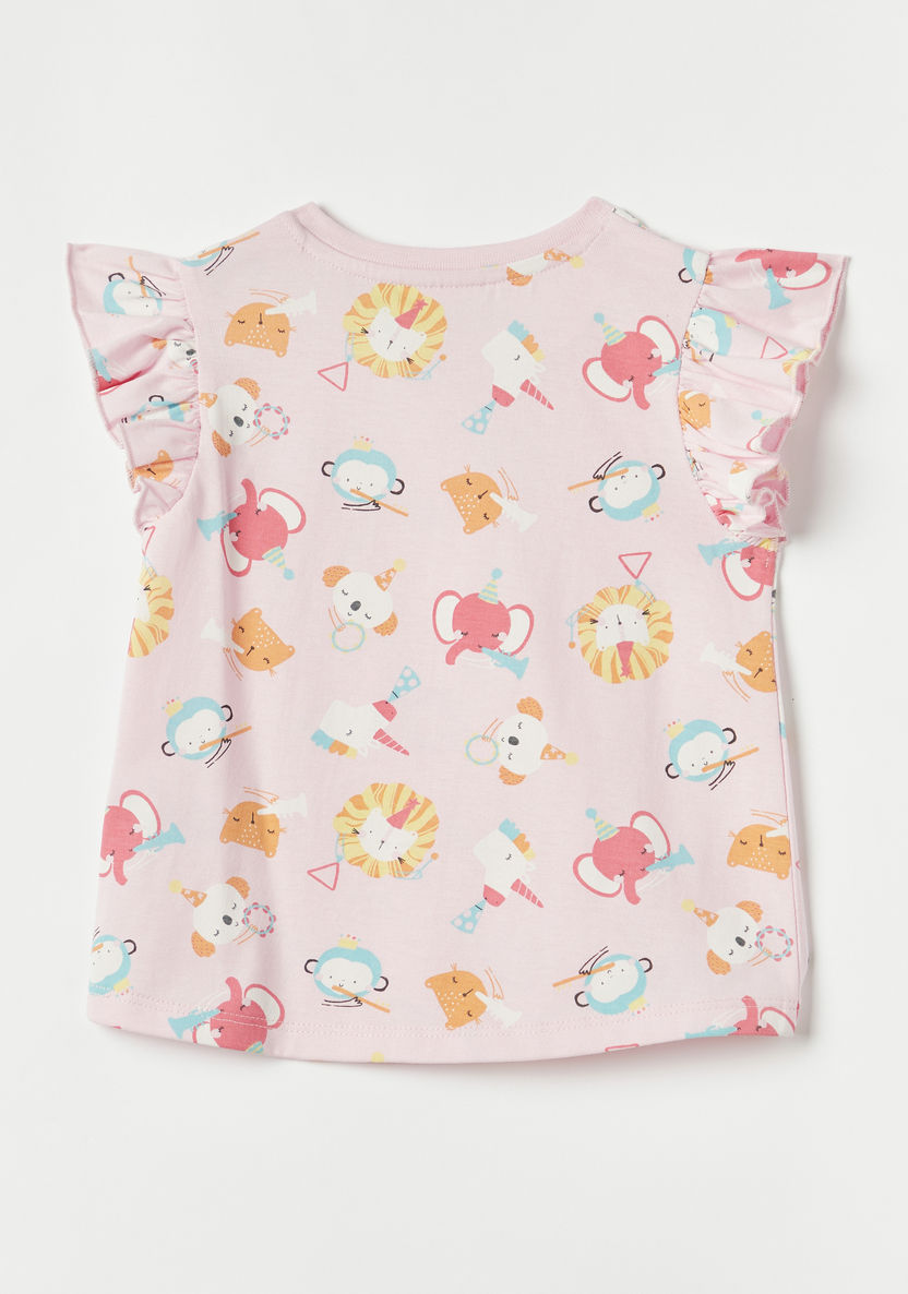 Juniors Printed Sleeveless Top with Ruffles-T Shirts-image-3