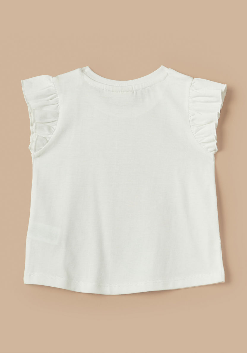 Juniors Printed Top with Ruffle Sleeves-T Shirts-image-3