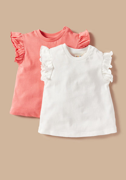 Juniors Solid Top with Ruffles - Set of 2-T Shirts-image-0