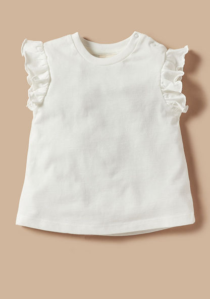 Juniors Solid Top with Ruffles - Set of 2-T Shirts-image-1